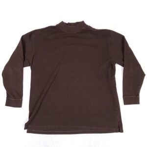 Trust USA Mock Neck Shirt Mens XXL Brown Long Sleeve Cotton Earth Tone Basic
